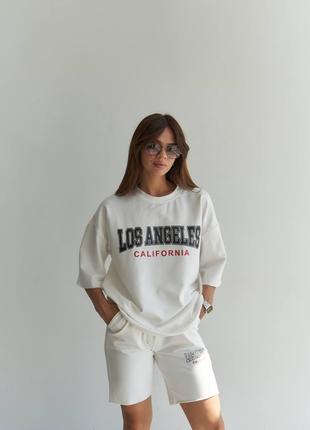 Нереально крутой костюм Los Angeles футболка+шорты молочный