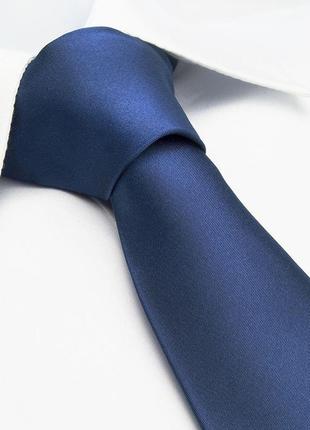 Шелковый темно синий галстук