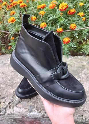Высокие лоферы, ботинки черные (1103)