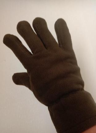 Темно-зеленые флисовые двойные перчатки перчатки