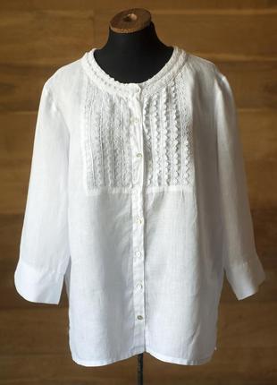 Біла льняна блузка жіноча daniel&mayer, розмір l, xl