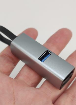 USB-хаб на 3 порти (анодований алюміній, срібло) арт. 04174