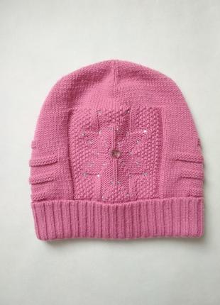 Рожева шапка чулок дитяча на дівчинку