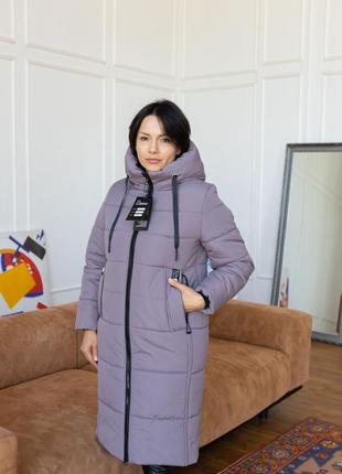 Женская удлиненная зимняя куртка 332. цвет глициния