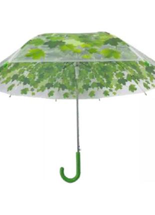 Зонт Grunhelm детская, полуавтомат (прозрачный, листья) - UAO-...