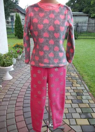 ( 9 - 10 лет ) детская флисовая пижама костюм теплый для девоч...