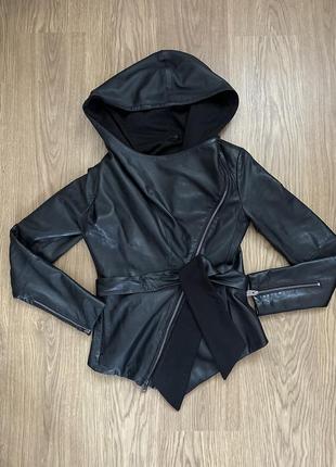 Женская кожаная куртка с капюшоном из натуральной кожи