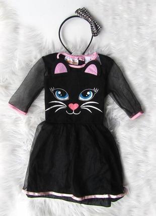 Карнавальный костюм платье черная кошка пышная юбка halloween ...