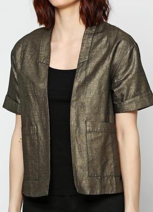 Пиджак из натурального льна с золотистым напылением, размер м