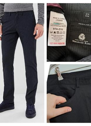Фирменные шерстяные стейч брюки в стильную полоску супер качес...