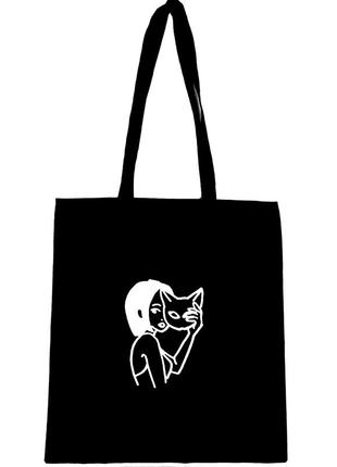 Еко сумка шопер шоппер " дівчина в масці кота "