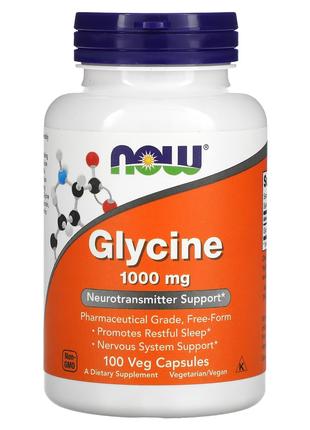 Глицин 1000 мг Now Foods Glycine аминокислота для поддержки не...