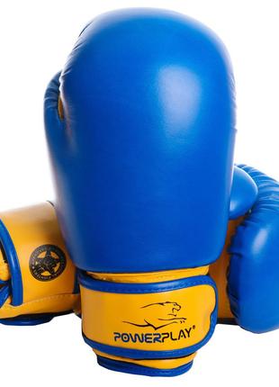 Боксерские перчатки PowerPlay 3004 JR Classic Сине-Желтые 8 унций