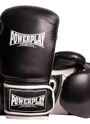 Боксерские перчатки PowerPlay 3019 Черные 8 унций