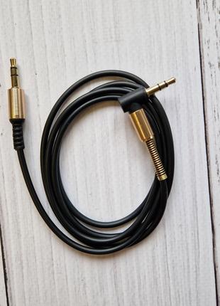 Аудио кабель AUX 3.5 - 3.5 мм прямой-угловой черный 1м