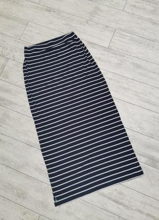 Длинная вискозная юбка в полоску, полосатая, с разрезами