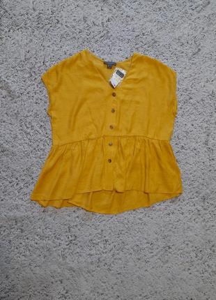 Желтая вискозная блуза, летняя, свободная