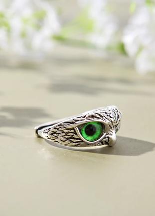 Женское кольцо бижутерия сова зеленый размер регулируется