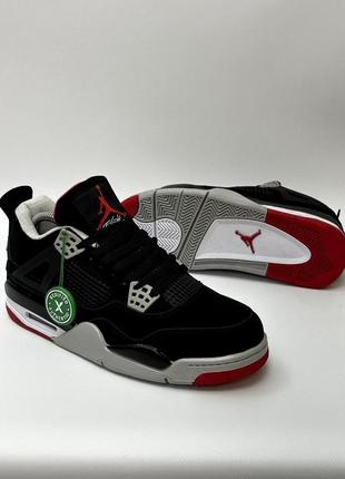 Кросівки nike air jordan retro 4 (black/red)