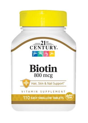 Витамины и минералы 21st Century Biotin 800 mcg, 110 таблеток