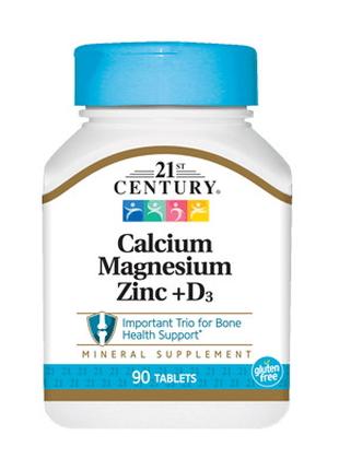 Вітаміни та мінерали 21st Century Calcium Magnesium Zinc + D3,...