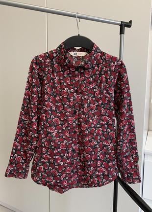 Рубашка h&amp;m для девочки в цветочный принт, хлопковая рубашка