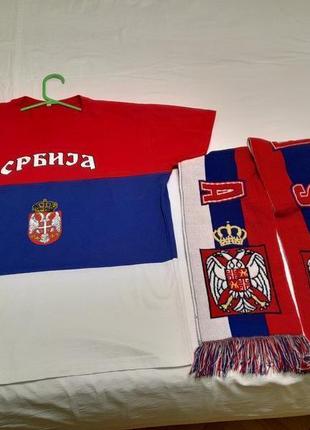 Набір зб. сербії -шарф , футболка бавовна  - xl