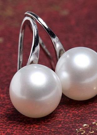 Серьги бижутерия женские "Pearl" Серебристые