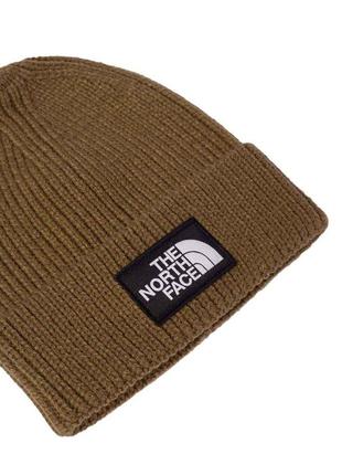 The north face logo box cuffed beanie military olive nf0a3fjx3...