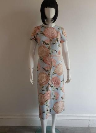 Платье миди с помпоном и цветочным принтом пионы