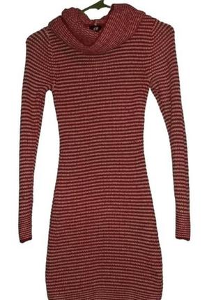 Сукня-светр з хомутом h&m xs в смужку, вязаний, червоний/білий