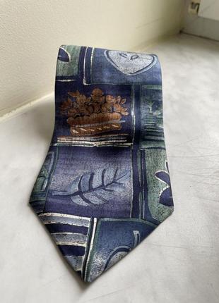 Синя вінтажна краватка з квітами шовк jonelle silk
