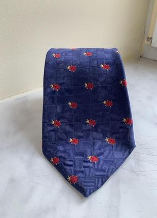 Синя краватка шовк з комахами сонечка вінтаж pink