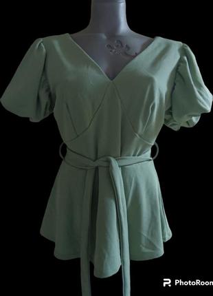 Красивая женская трикотажная блуза ментолового цвета размер 46-50
