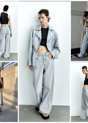 Трендовые джинсы zara trf wide-leg. очень крутая модель. new.