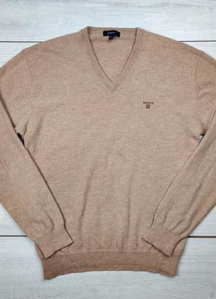 Бежевый джемпер свитер из 100% шерсти фирмы gant оригинал