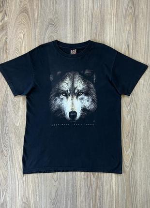 Мужская американскя хлопковая футболка с принтом волка wolf am...
