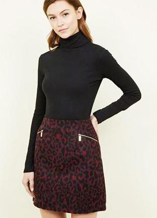 Теплая леопардовая юбка с шерстью new look, l