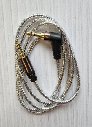 Аудио AUX кабель 3.5 - 3.5 мм прямой-угловой серый 1м