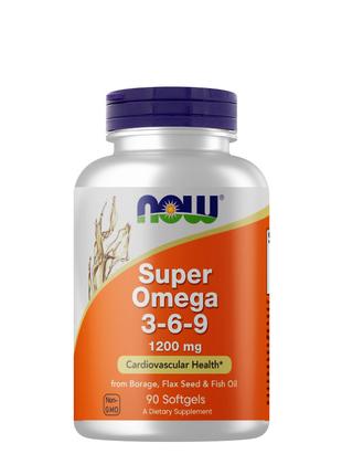 Жирные кислоты NOW Super Omega 3-6-9 1200 mg, 90 капсул