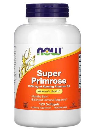 Жирные кислоты NOW Super Primrose 1300 mg, 120 капсул