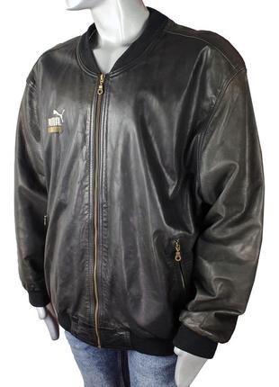 Puma king винтажная кожаная мужская куртка, бомбер 80-х