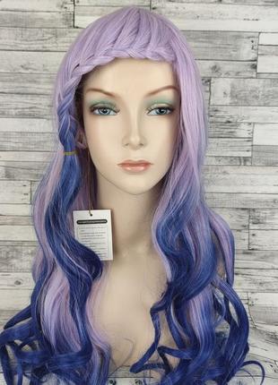 5610 парик фиолетовый с синим волнистый 75см