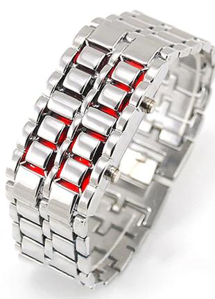 Часы-браслет Iron Samurai mini Айрон Самурай Серебро с красным...