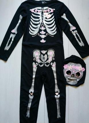 Карнавальный костюм скелет на хеллоуин с маской