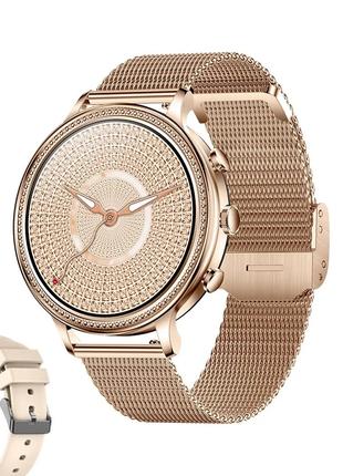 Смарт-часы женские Lemfo V60 Gold (тонометр, пульсоксиметр, зв...