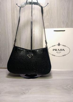 Сумка женская черная PRADA Сумка Прада Сумочка Клатч Кросс-боди