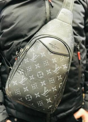 Сумка черная мужская женская через плечо Louis Vuitton Луи Вит...