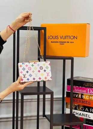 Клатч белый на цепочке женский Louis Vuitton Сумочка маленькая...