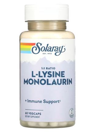 Solaray, L-лізин і монолаурин, у співвідношенні 1:1, 60 капсул